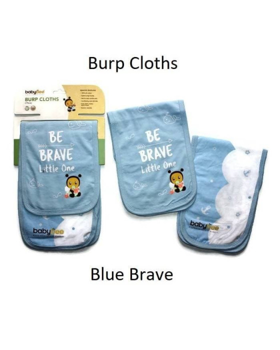 BABY BEE BURP CLOTH 2IN1 PACK - BLUE