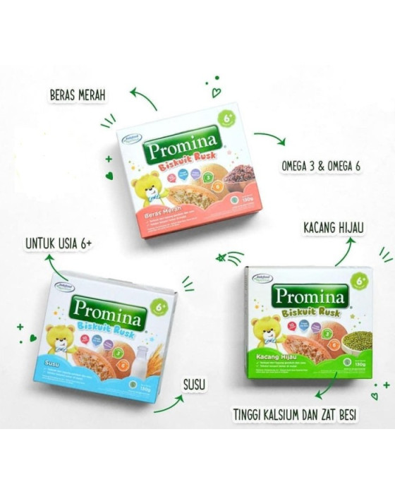 PROMINA BISKUIT RUSK SNACK BAYI 130GR - KACANG HIJAU