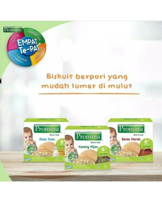 PROMINA BISKUIT RUSK SNACK BAYI 130GR - KACANG HIJAU