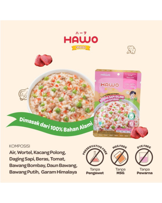 HAWO FOOD BUBUR SIAP SAJI DAGING GILING DAN SAYURAN