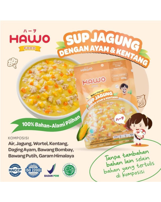 HAWO FOOD SUP JAGUNG AYAM DAN KENTANG (BUBUR SIAP SAJI)