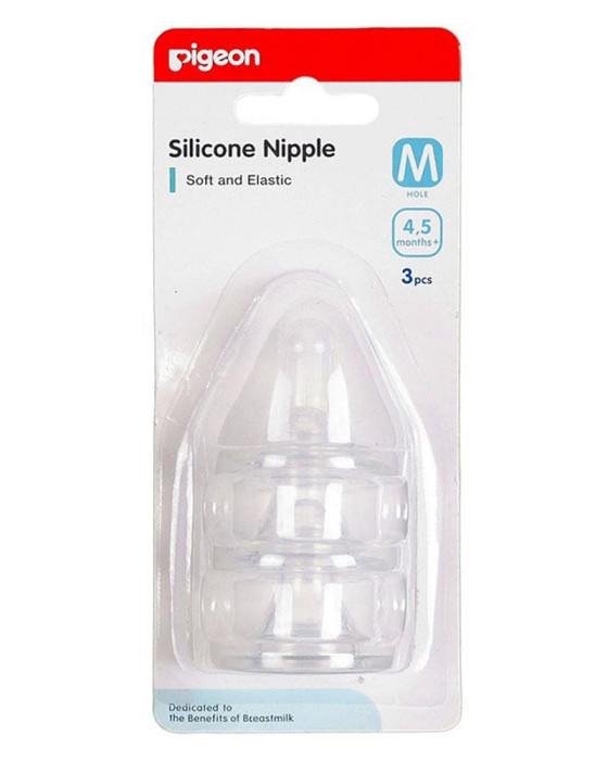 PIGEON SILICONE NIPPLE TRIPLE PACK M 3PCS