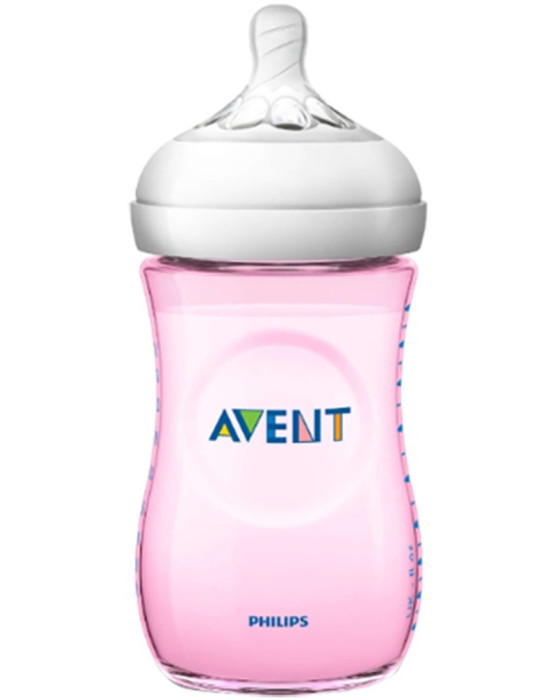 AVENT 694/13 BOTTLE PP NATURAL 9OZ/260ML SINGLE PINK