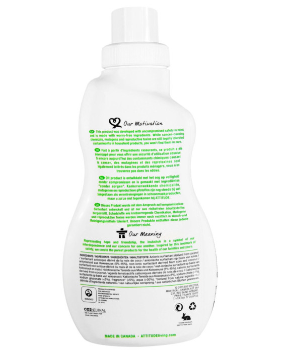 ATTITUDE 2IN1 LAUNDRY DETERGENT N FABRIC SOFTENER ESSENTIAL FRAGRANCE FREE 1050ML
