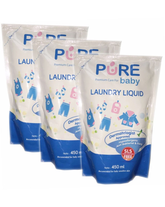 PURE BABY LAUNDRY LIQUID 450ML REFILL BANDED 2+1