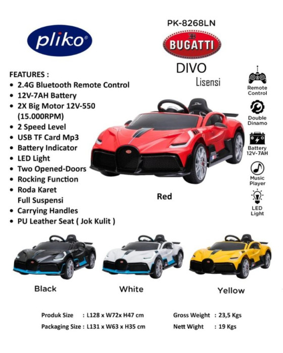 PLIKO MOBIL AKI PK-8268N BUGGATI DIVO BESAR - WHITE