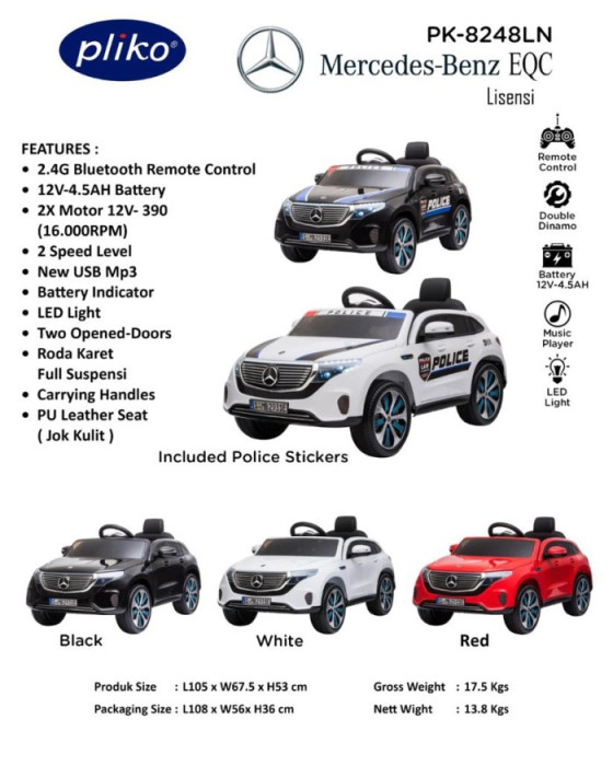 PLIKO MOBIL AKI PK-8248 MERCEDES BENZ EQC POLICE - RED