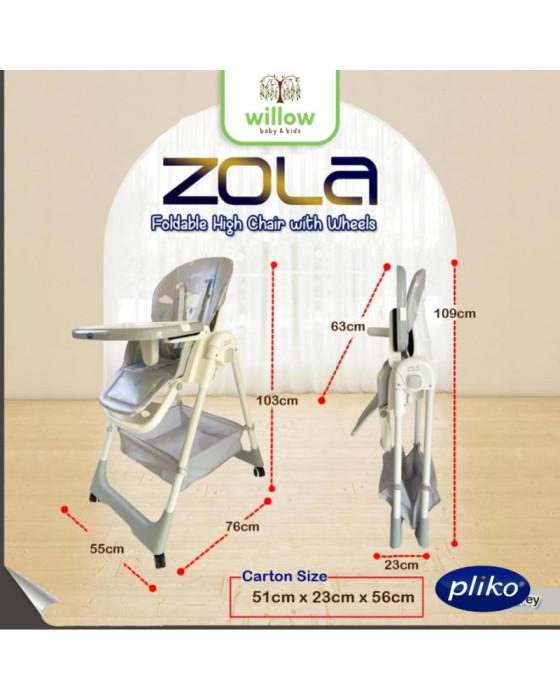Pliko With Wheels Zola High Chair