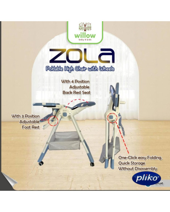 Pliko With Wheels Zola High Chair