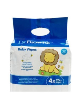 DR BROWNS BABY WIPES 25 LEMBAR BANDED 4PACK