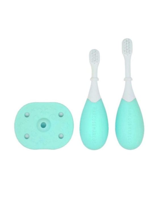 MARCUS & MARCUS PALM GRASP TODDLER TRAINING TOOTHBRUSH - BIRU MUDA