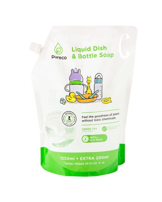 PURECO LIQUID DISH N BOTTLE SOAP REFILL ECO PACK 1450ML