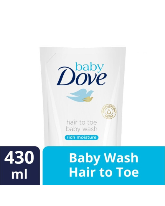 DOVE BABY RICH MOISTURE HAIR TOE REFILL 430ML