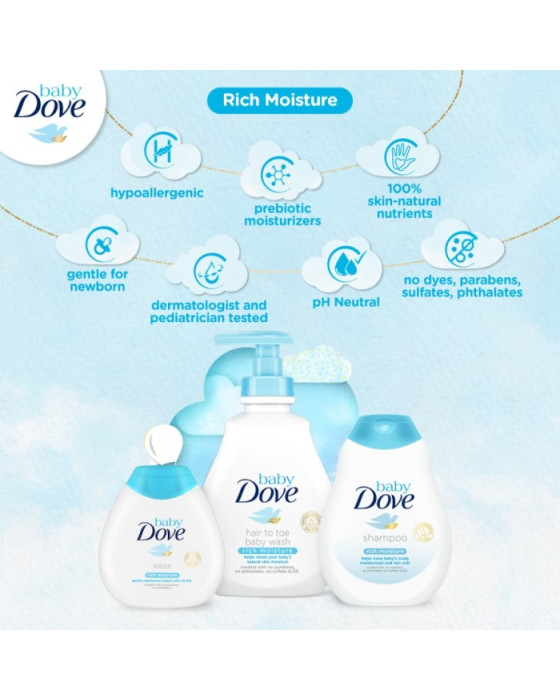 DOVE BABY RICH MOISTURE HAIR TOE REFILL 430ML