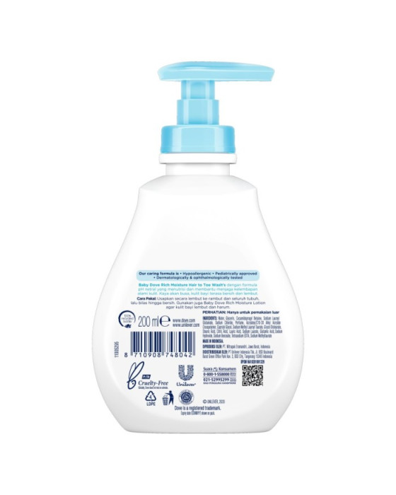 DOVE BABY HAIR TOE RCH MOISTURE ST 200ML