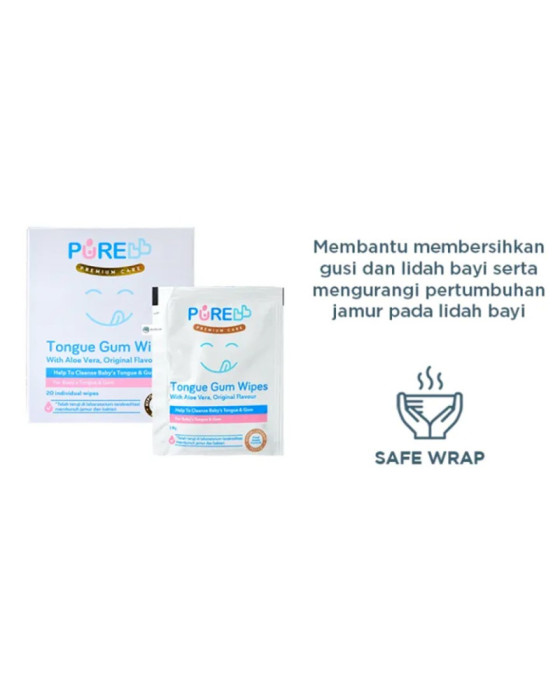 Purebaby Tonge Wipes Gum 20S Tissue Bayi