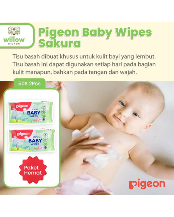 Pigeon Baby Wipes Sakura 50S Bundling 1+1 Tissue Bayi