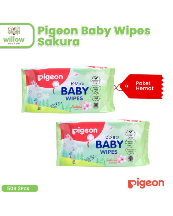 Pigeon Baby Wipes Sakura 50S Bundling 1+1 Tissue Bayi