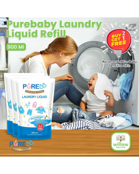 Purebaby Laundry Liquid Refill 900Ml Banded 2+1 Detergen Bayi