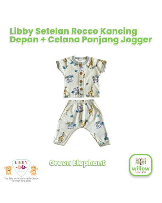 Libby Setelan Rocco Kancing Depan + Celana Panjang Jogger Baju Anak