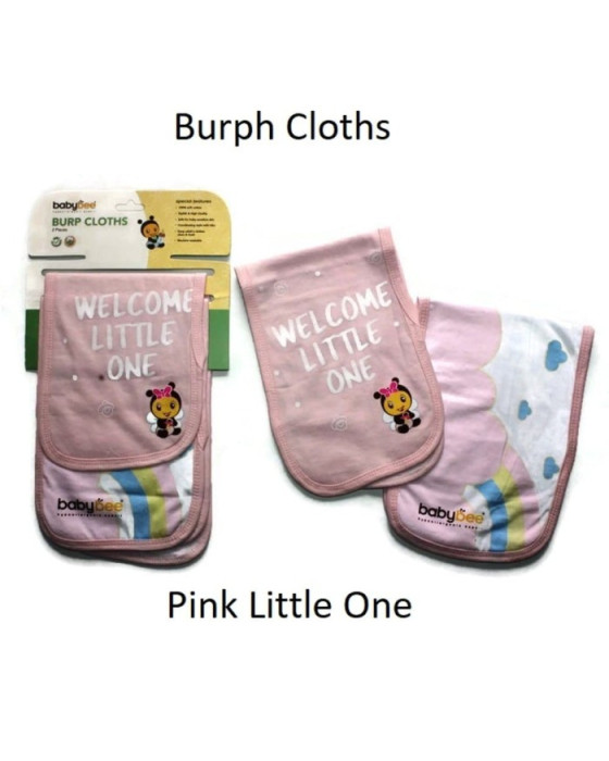 BABY BEE BURP CLOTH 2IN1 PACK - PINK