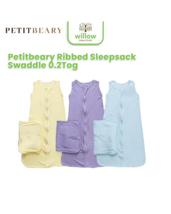 Petitbeary Ribbed Sleepsack Swaddle 0.2Tog Bedong Bayi