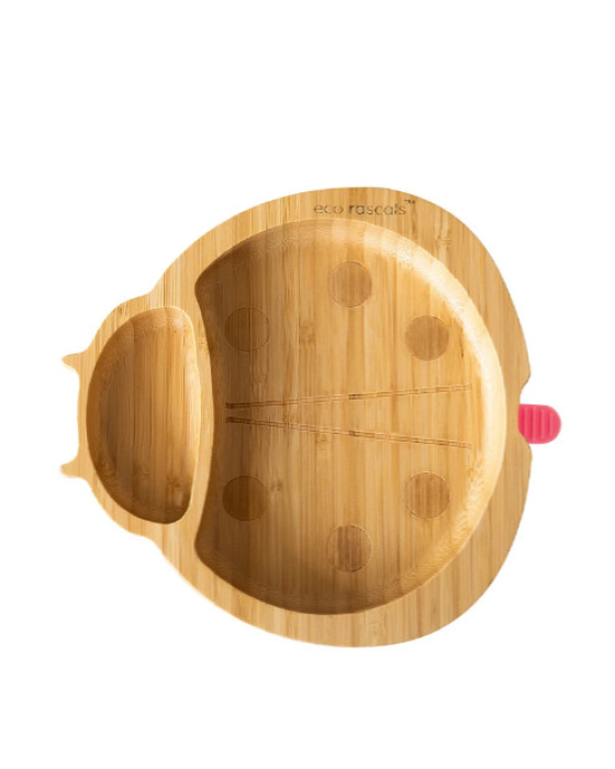 ECORASCALS BUMBOO SUCTION PLATE LADYBIRD - BLUE