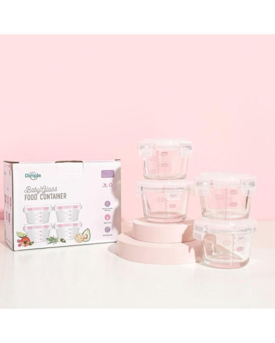 LITTLE DIMPLE MINI FOOD CONTAINER ROUND PINK 130ML (ISI 4)