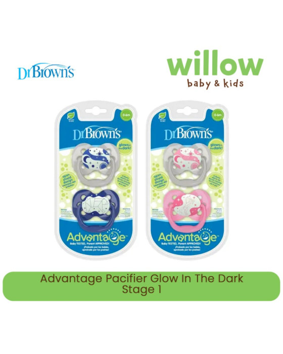 Dr. Brown Advantage Pacifier Stage 1 Glow In The Dark Empeng Bayi