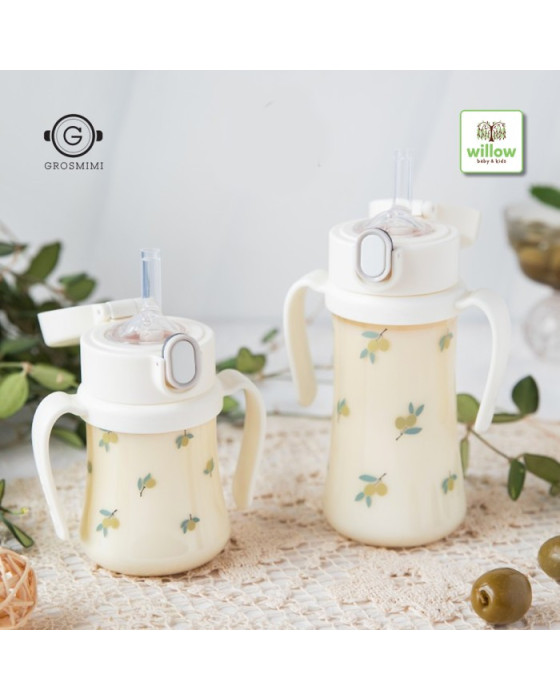 GROSMIMI OWSC300 PPSU OLIVE WEIGHED STRAW CUP - WHITE, 300ML