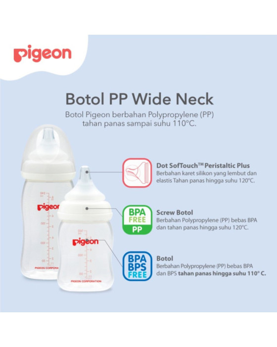 Pigeon Paket Bottle PP Wide Neck 330Ml Buy2Get1 Botol Susu Bayi