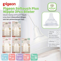 Pigeon Softouch Plus Nipple 3Pcs Blister Dot Botol Susu Bayi