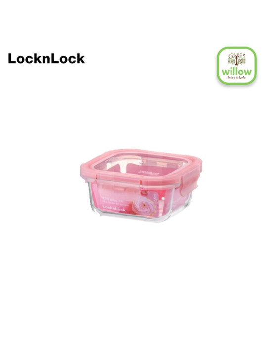 Lock N Lock Glass Container Rose Square Cherry Red Tempat Penyimpanan Makanan