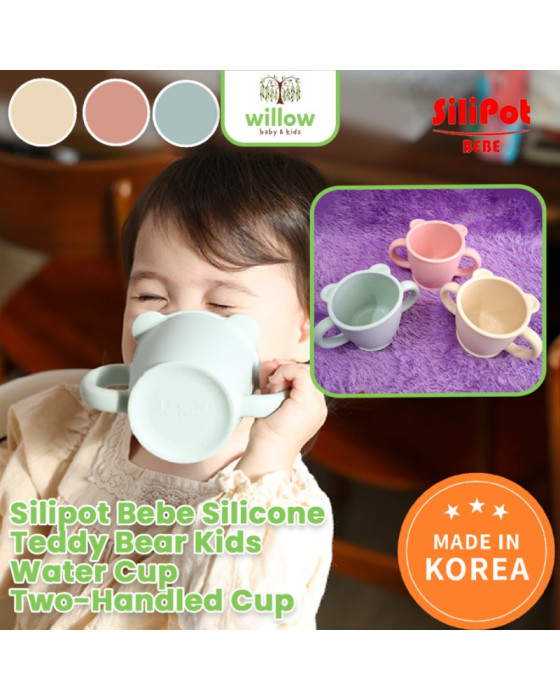 Gelas Bayi - Silipot Bebe Silicone Teddy Bear Kids Water Cup Two-Handled Cup
