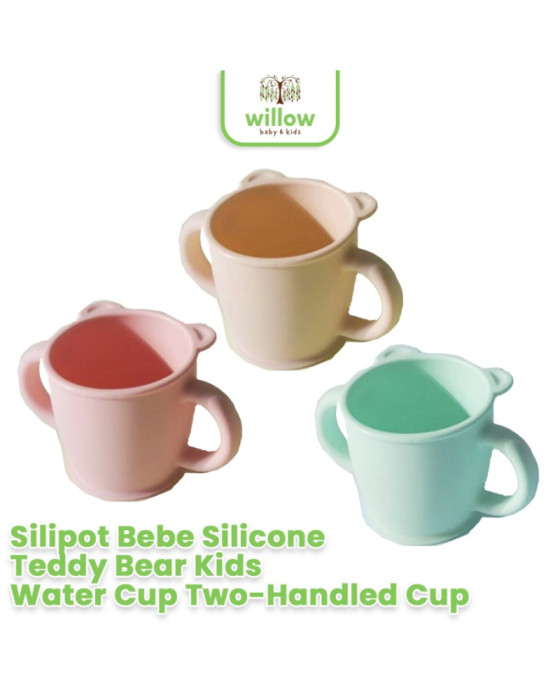 Gelas Bayi - Silipot Bebe Silicone Teddy Bear Kids Water Cup Two-Handled Cup