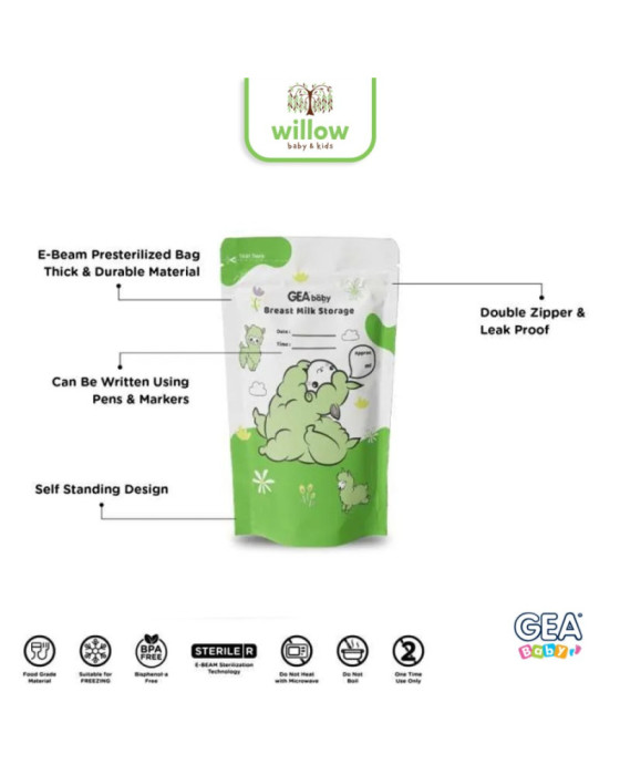 Gea Baby Breastmilk Storage Bag 120ML Farmdale Edition Kantong Asi