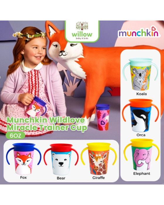 Munchkin Wildlove Miracle Trainer Cup Animal 6OZ Gelas Bayi 1Pk