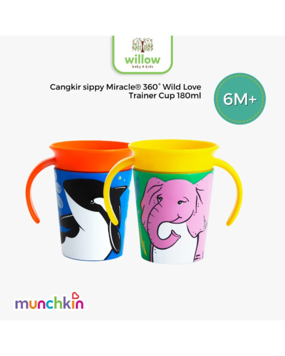 Munchkin Wildlove Miracle Trainer Cup Animal 6OZ Gelas Bayi 1Pk