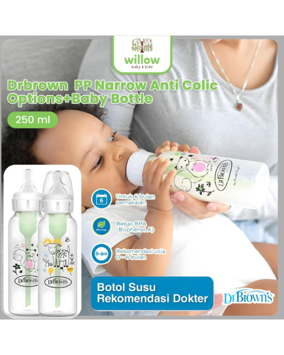 Botol Susu Bayi Dr. Brown PP Narrow Anti Colic Options+Baby Bottle 250ML