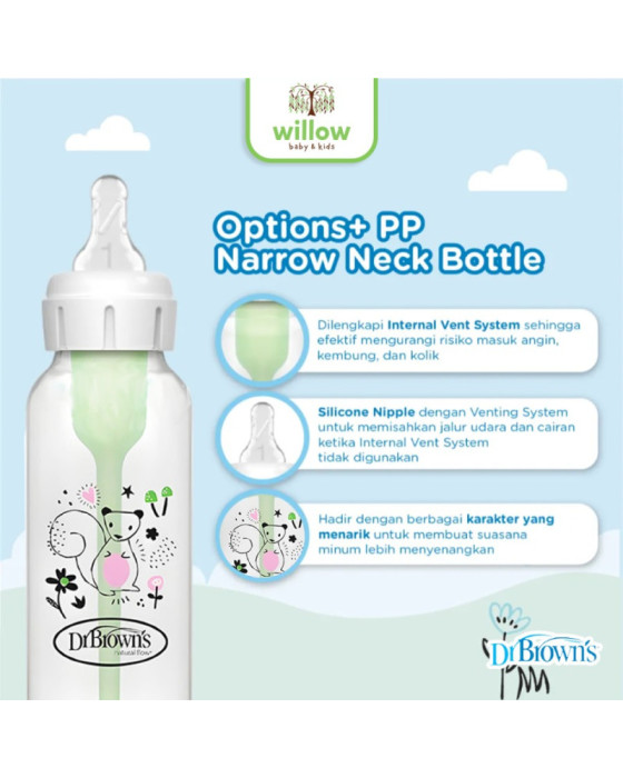 Botol Susu Bayi Dr. Brown PP Narrow Anti Colic Options+Baby Bottle 250ML
