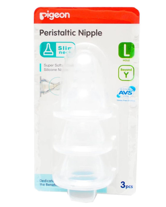 PIGEON PERISTALTIC NIPPLE SLIM NECK L 3PCS