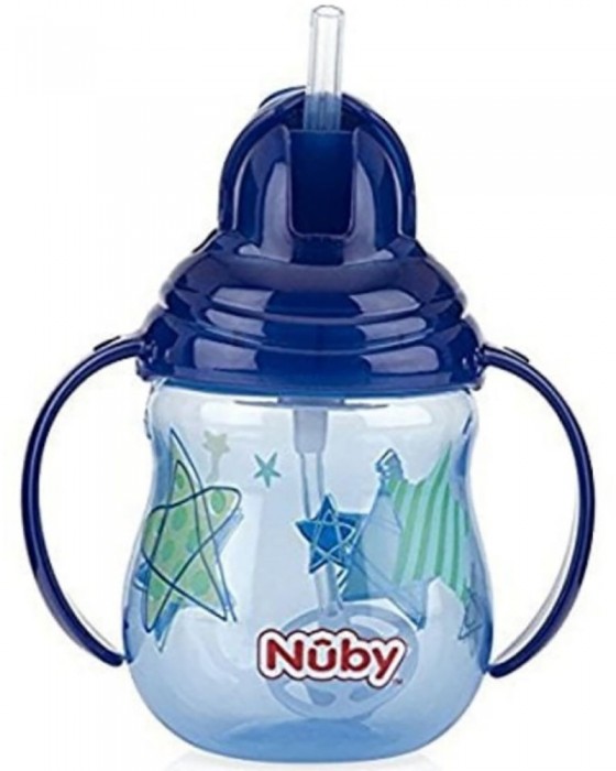 NUBY 113257 FLIP-IT TWIN HANDLE WEIGHTED STRAW 270ML BLUE
