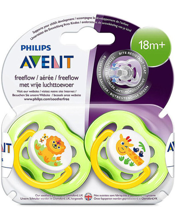 AVENT SCF186/23 FREEFLOW SOOTHERS 18M+ NEUTRAL TWIN PACKS