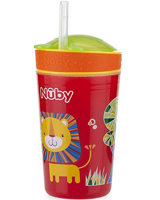 NUBY 119570 SNACK N SIP CUP WITH STRAW COVER