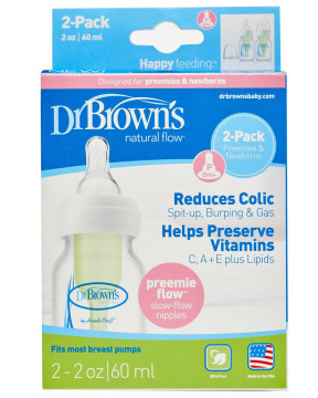 DR BROWN SB2101 BOTTLE OPTIONS PP NARROW NECK WITH PREEMIE NIPPLE 2PK 2OZ