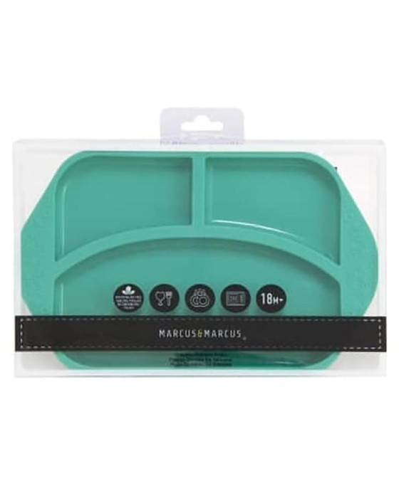 MARCUS N MARCUS SILICONE DIVIDED PLATE OLLIE ELEPHANT GREEN