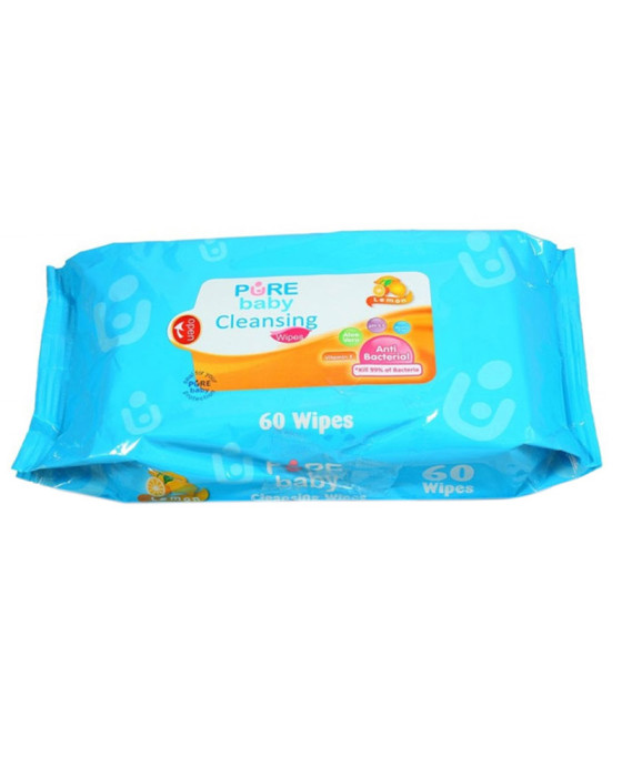 PURE BABY CLEANSING WIPES LEMON 60S BANDED 1+1