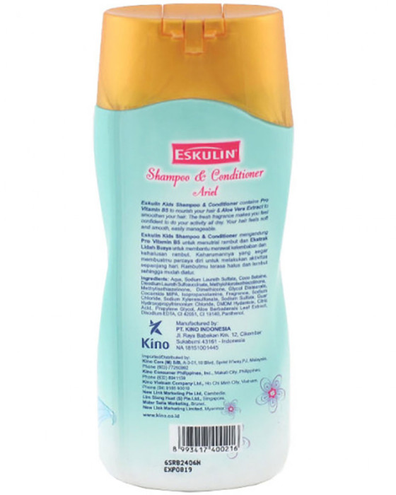 ESKULIN KIDS PRINCESS SHAMPOO N CONDITIONER ARIEL (ALOEVERA) 200ML