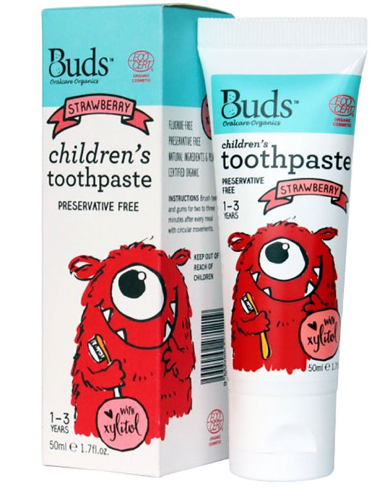 BUDS ORGANICS CHILDREN TOOTHPASTE 1-3Y STRAWBERRY 50ML